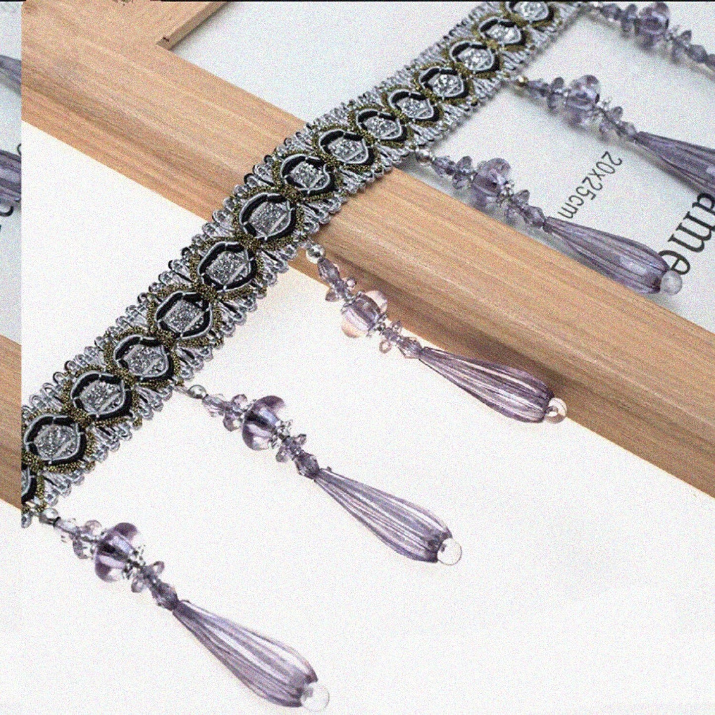 4 Yards Grey Bead Fringe for Curtains and Decor