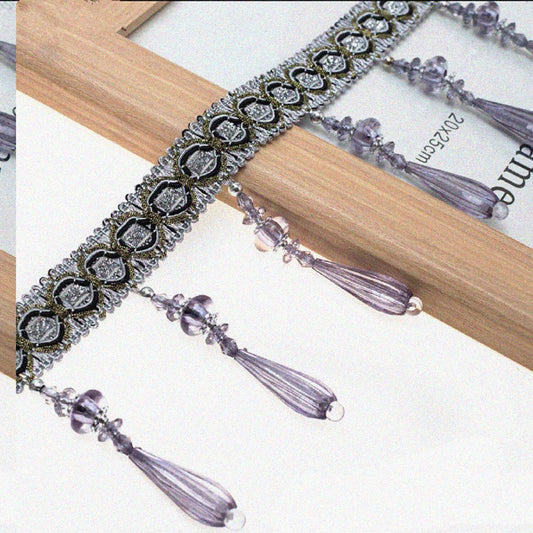 Grey Bead Fringe for Curtains and Decor