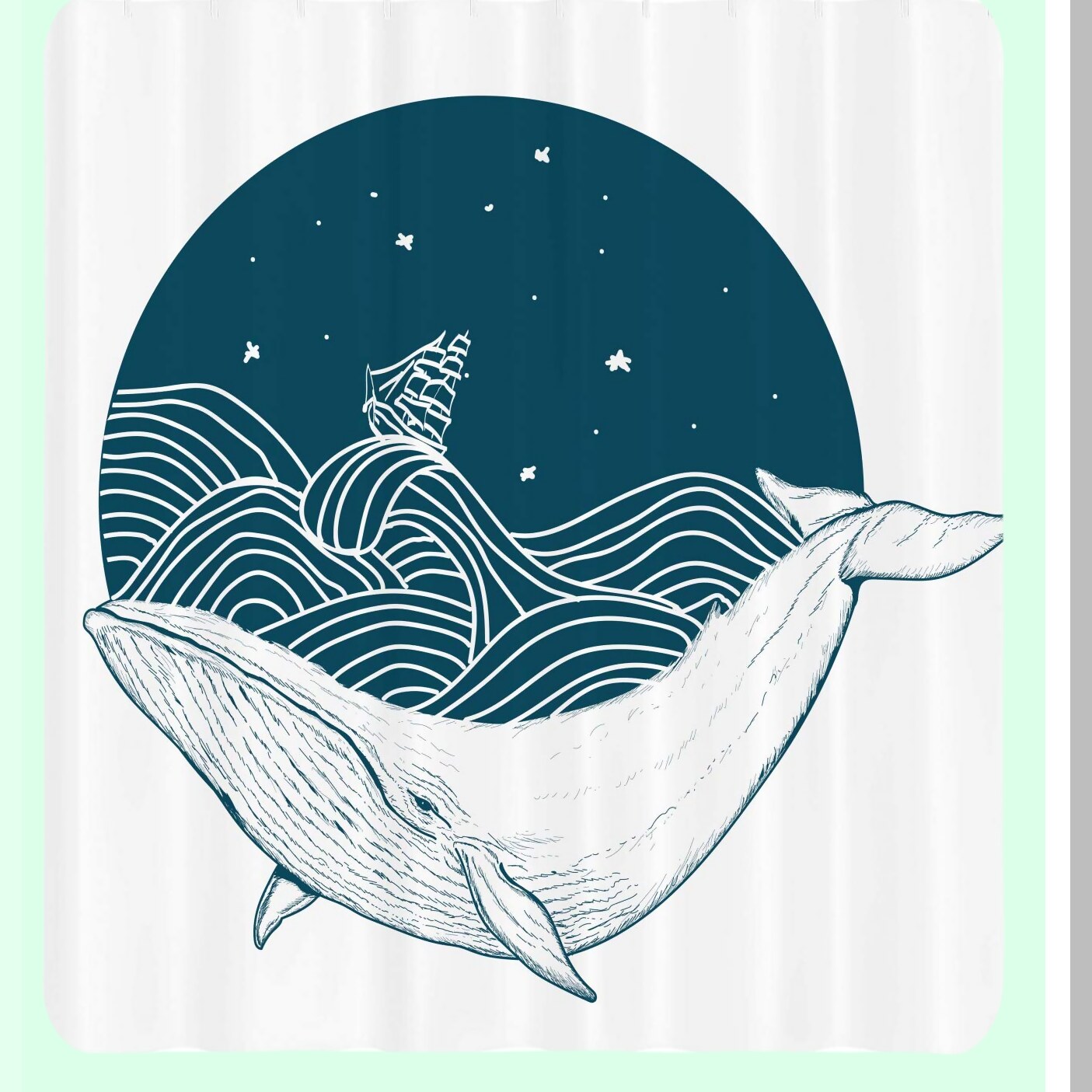 Whale Shower Curtain 69x70 inches Cloth Fabric