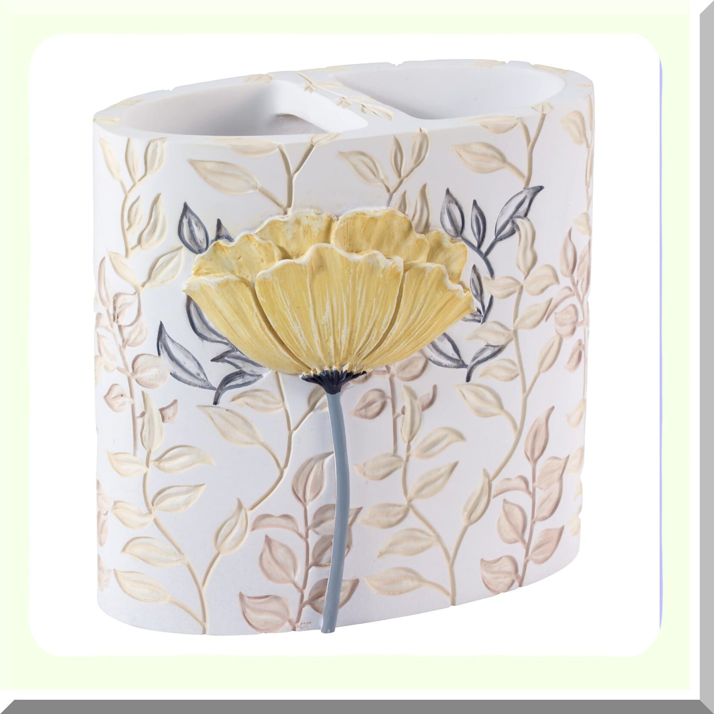Yellow Floral Toothbrush Holder