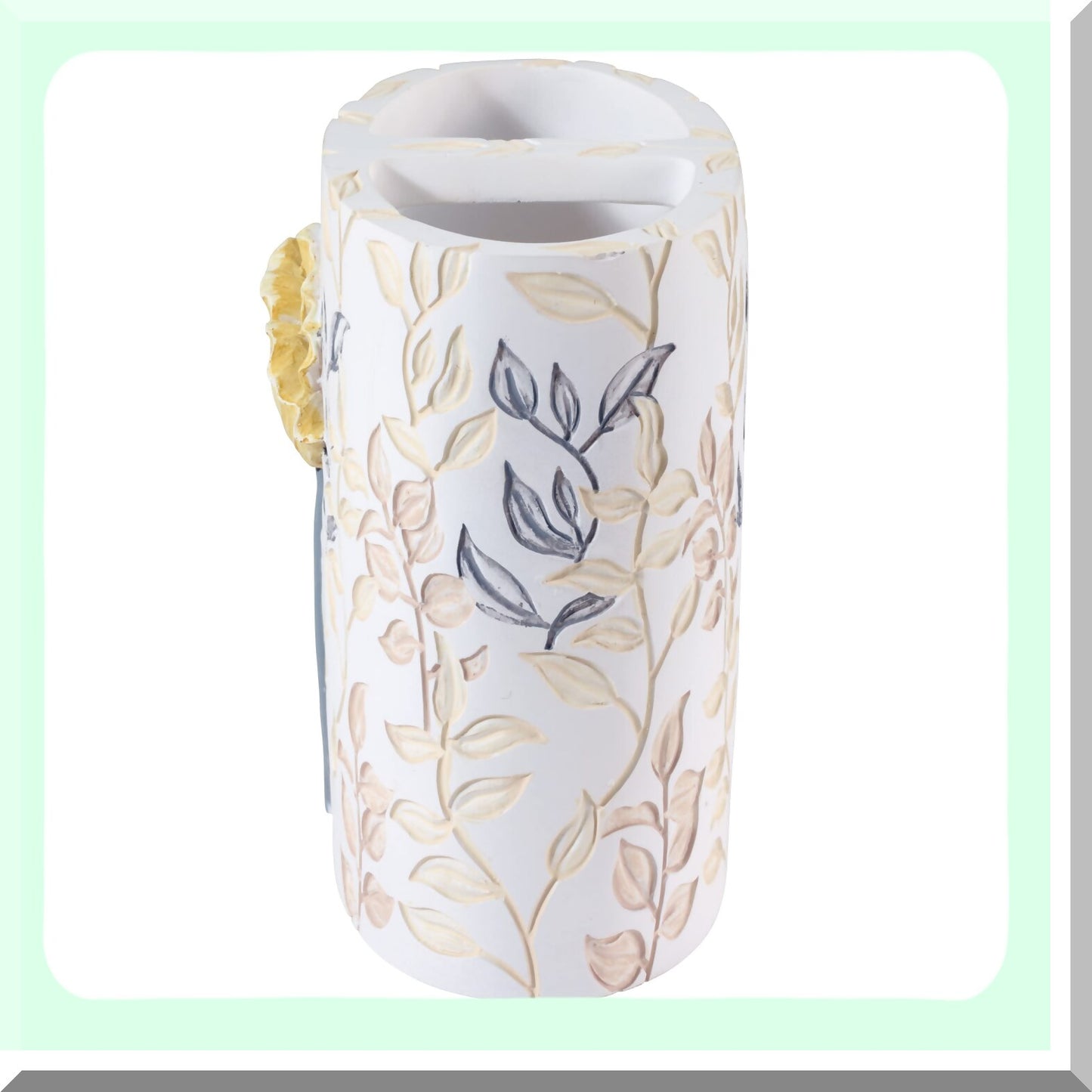 Yellow Floral Toothbrush Holder