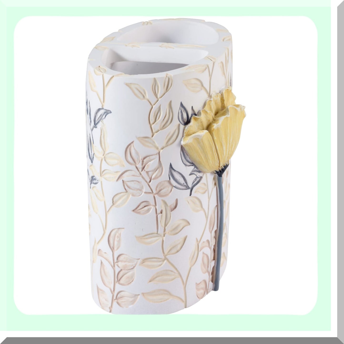Yellow Floral Toothbrush Holder