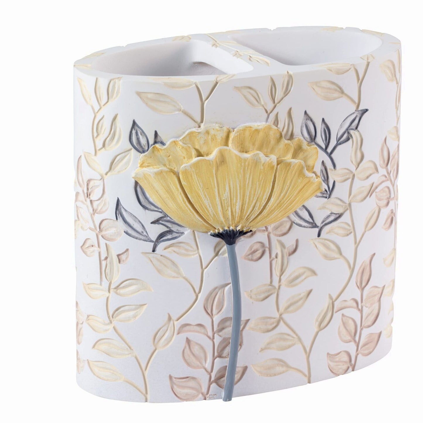 Yellow Floral Toothbrush Holder