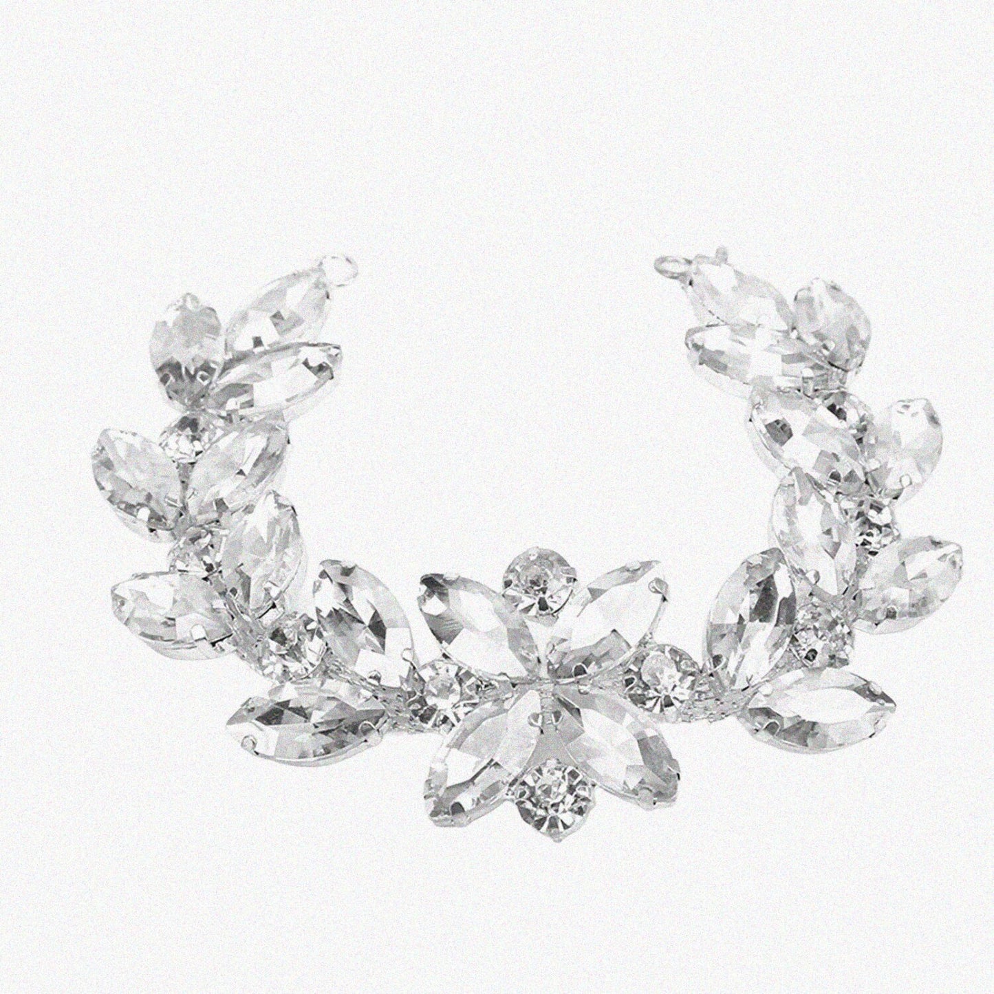 Flower Rhinestone Chain 20.5x3.4cm Silver