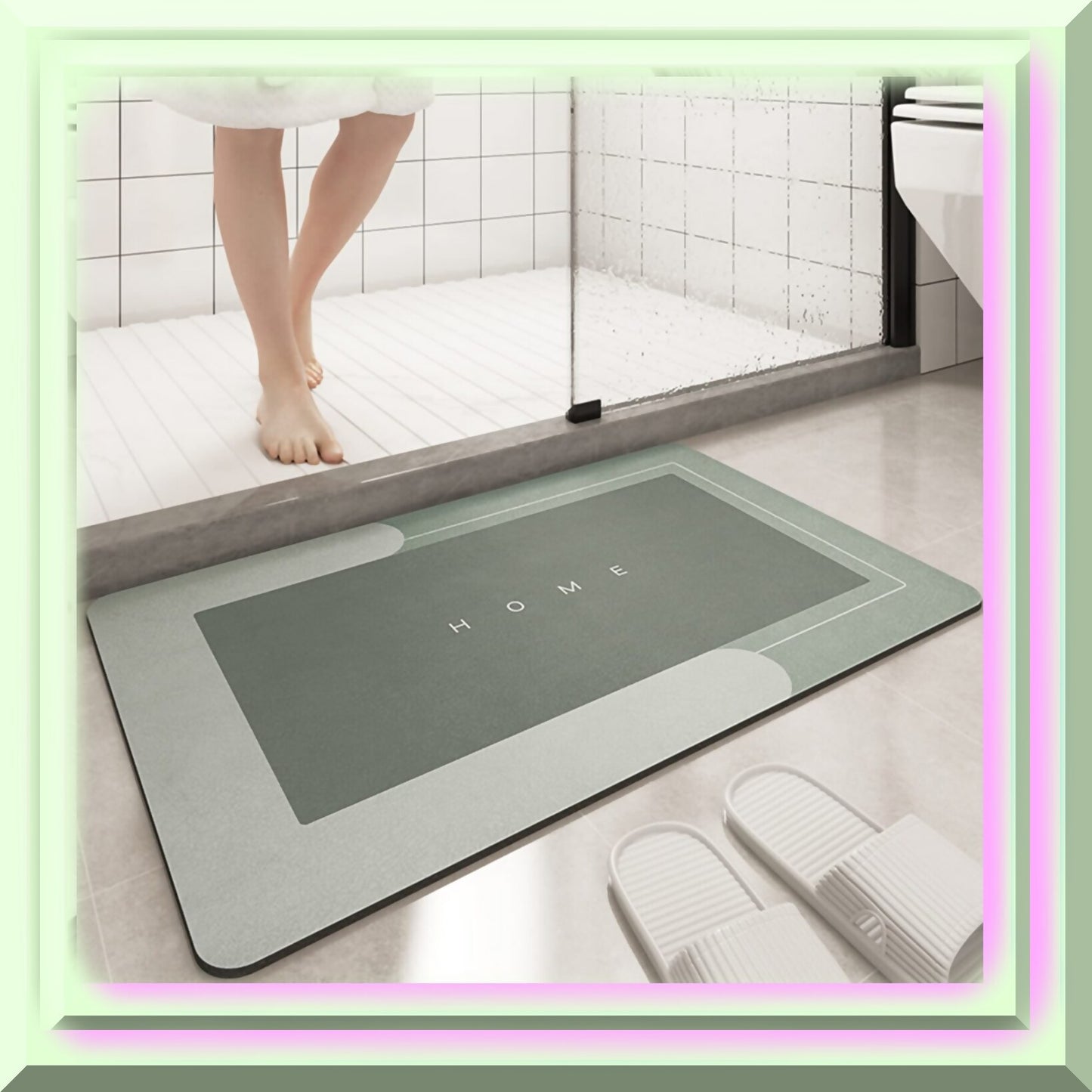 Super Absorbent Bathroom Floor Mat 50x80cm Green