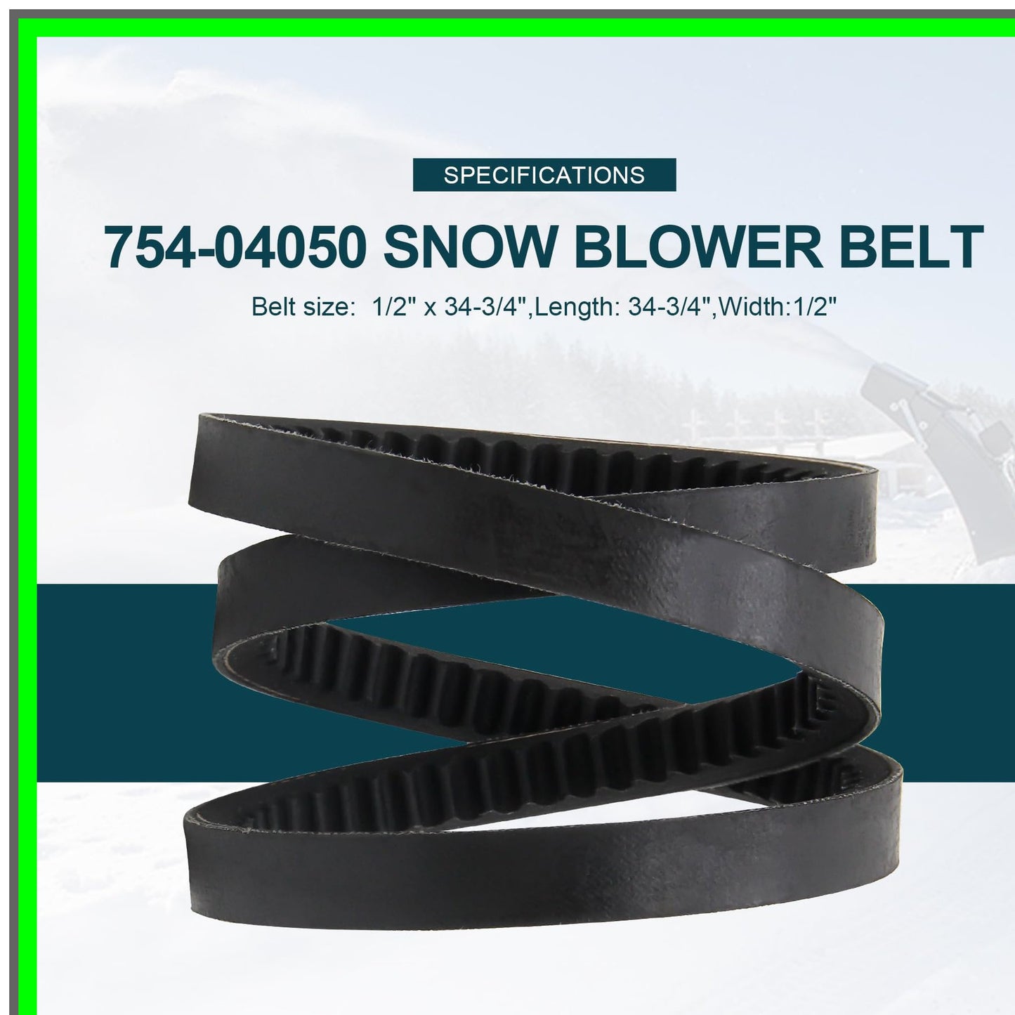 Cogged Auger Drive Belt Replacement for MTD Cub Cadet Snowblowers 1/2"x34-3/4