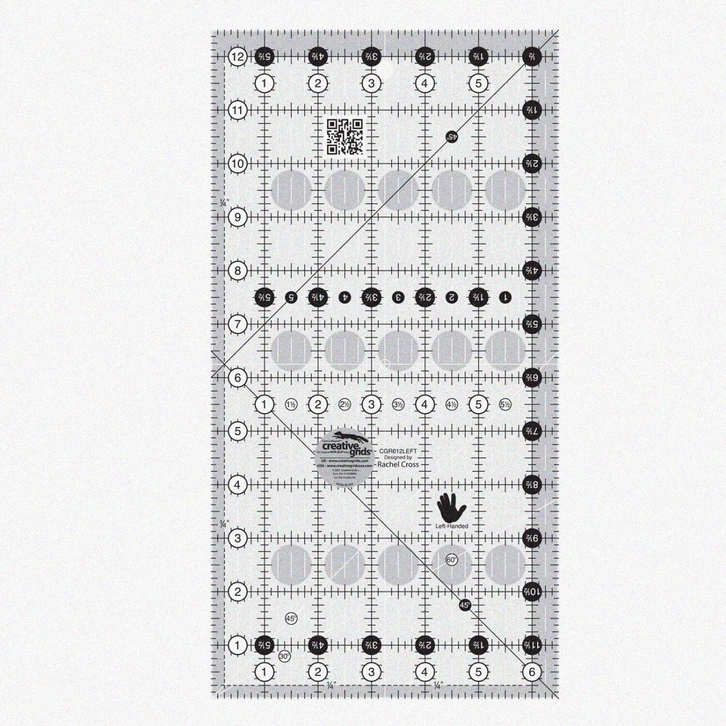 Quilting Ruler Template Left Handed 6.5" x 12.5"
