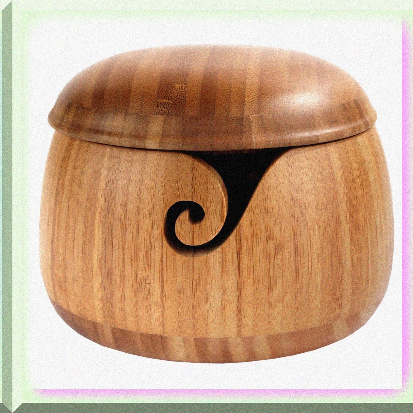 Bamboo Yarn Bowl with Lid Carbonized Brown