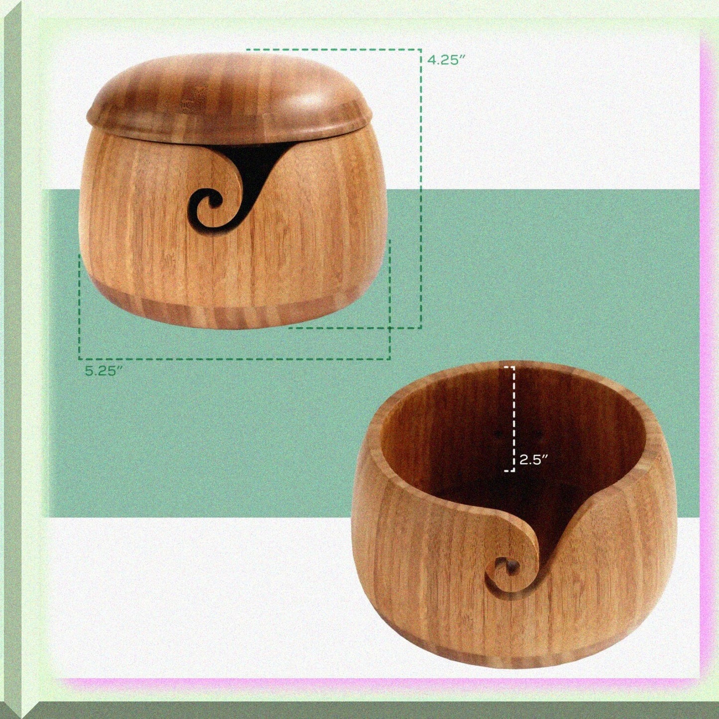 Bamboo Yarn Bowl with Lid Carbonized Brown