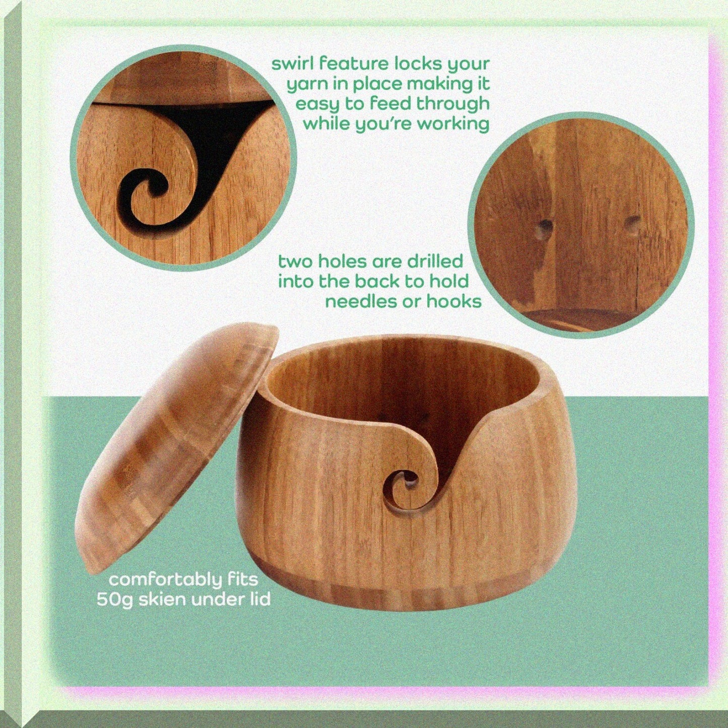Bamboo Yarn Bowl with Lid Carbonized Brown