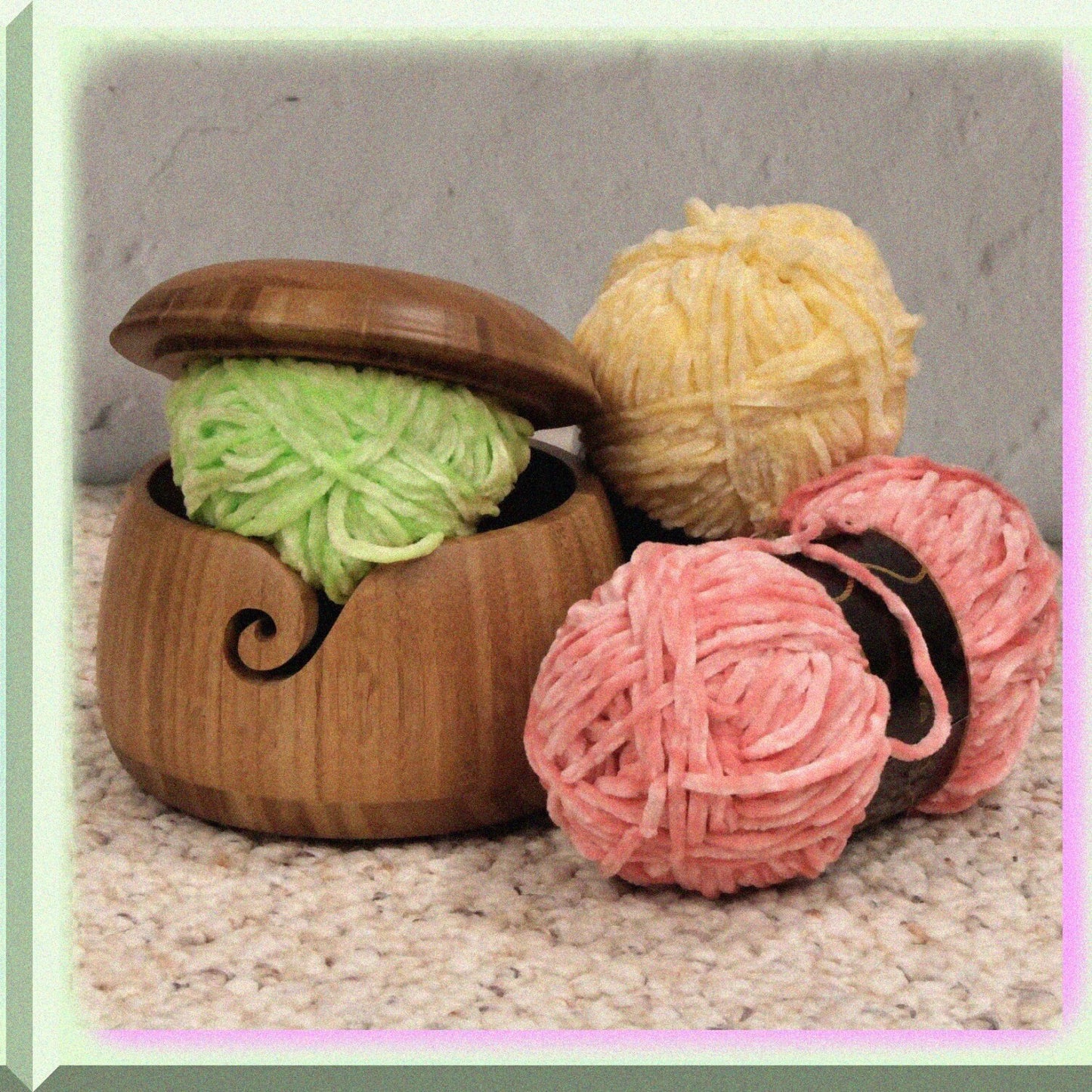 Bamboo Yarn Bowl with Lid Carbonized Brown