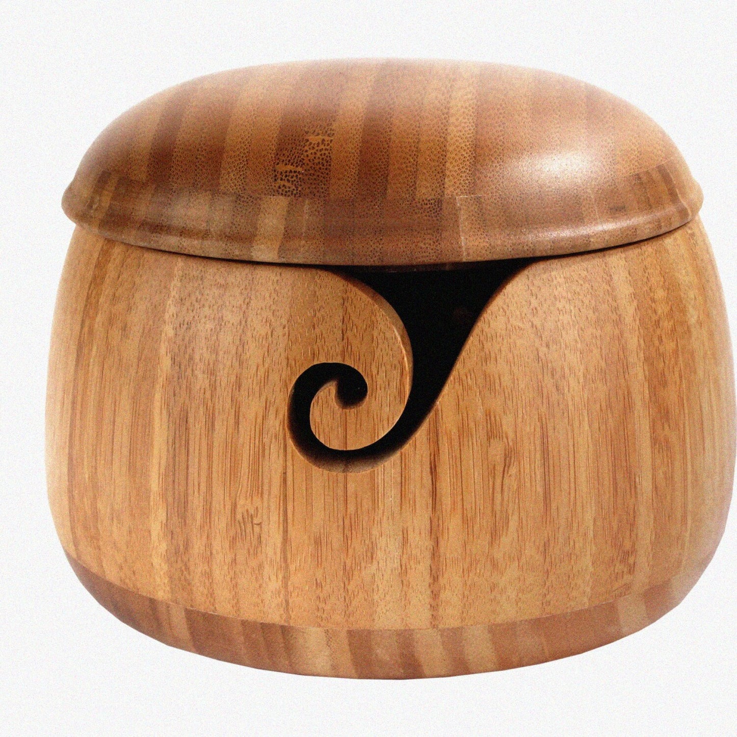 Bamboo Yarn Bowl with Lid Carbonized Brown