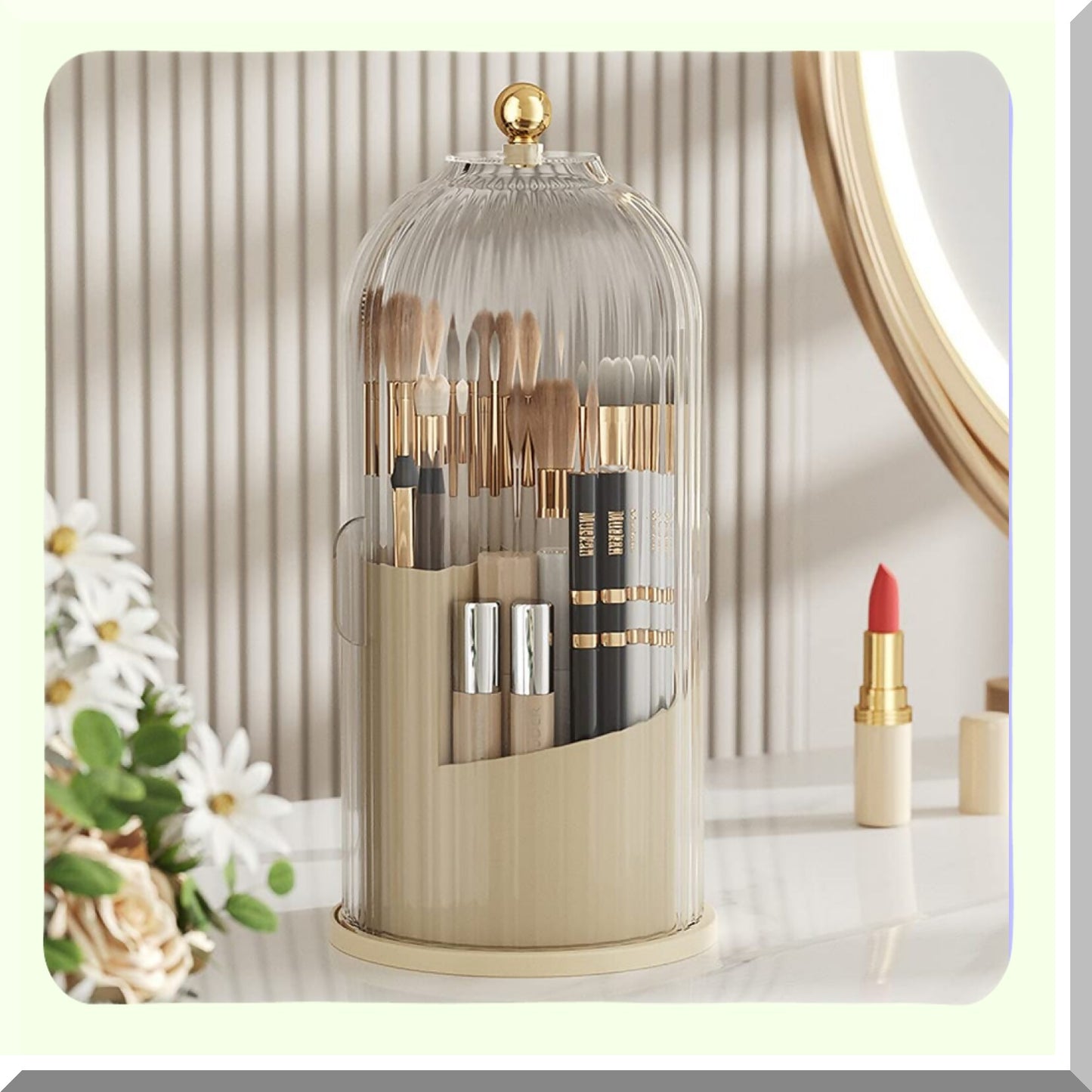 360 Rotating Makeup Organizer Dustproof Storage Rack