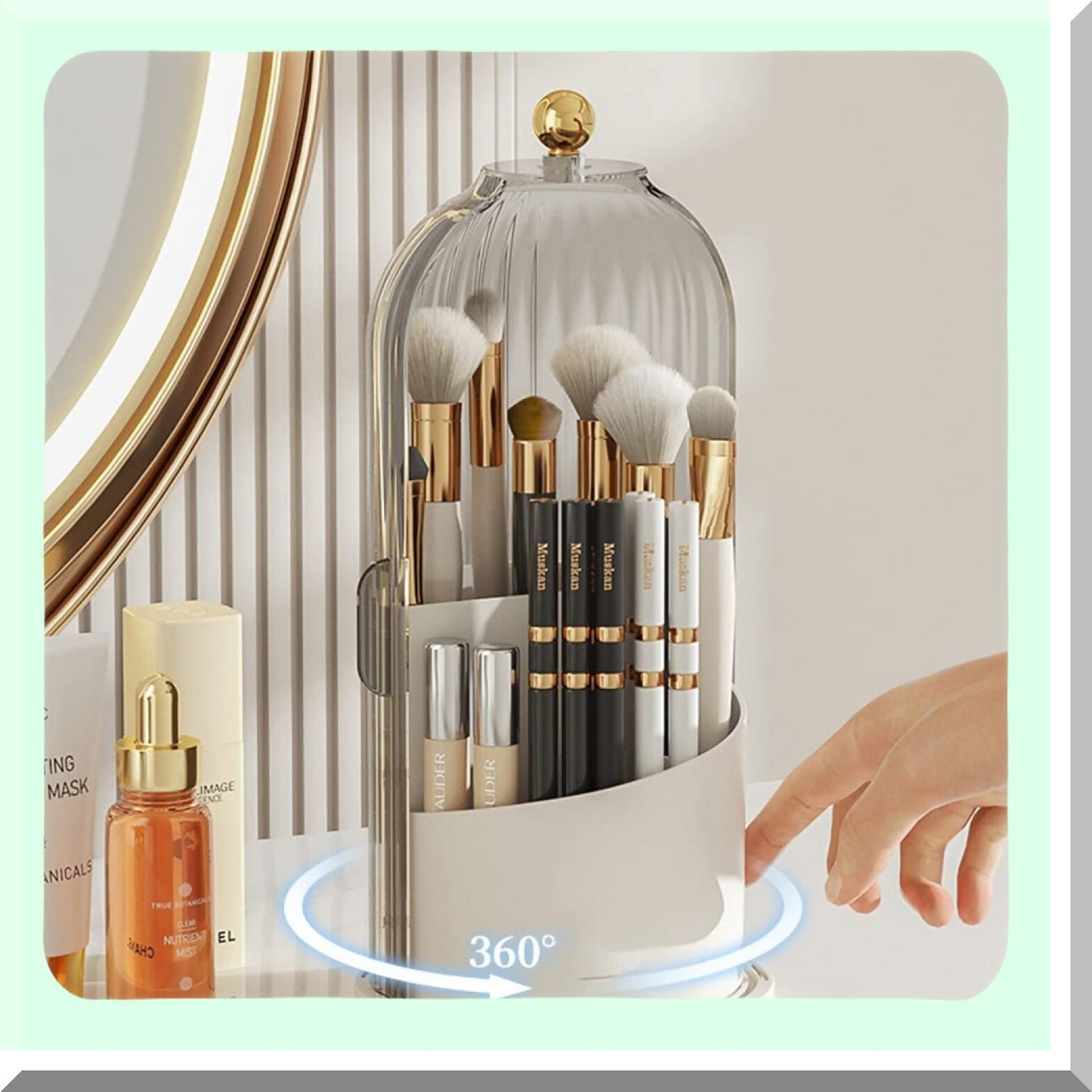 360 Rotating Makeup Organizer Dustproof Storage Rack
