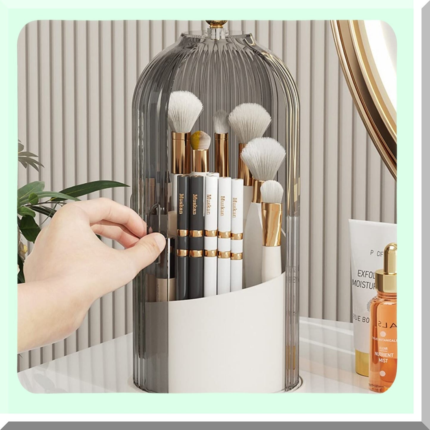 360 Rotating Makeup Organizer Dustproof Storage Rack