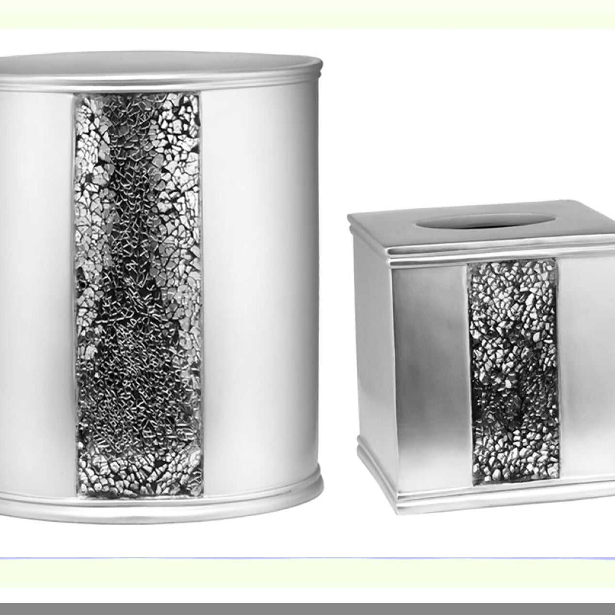 2pc Silver Modern Bath Accessories Set