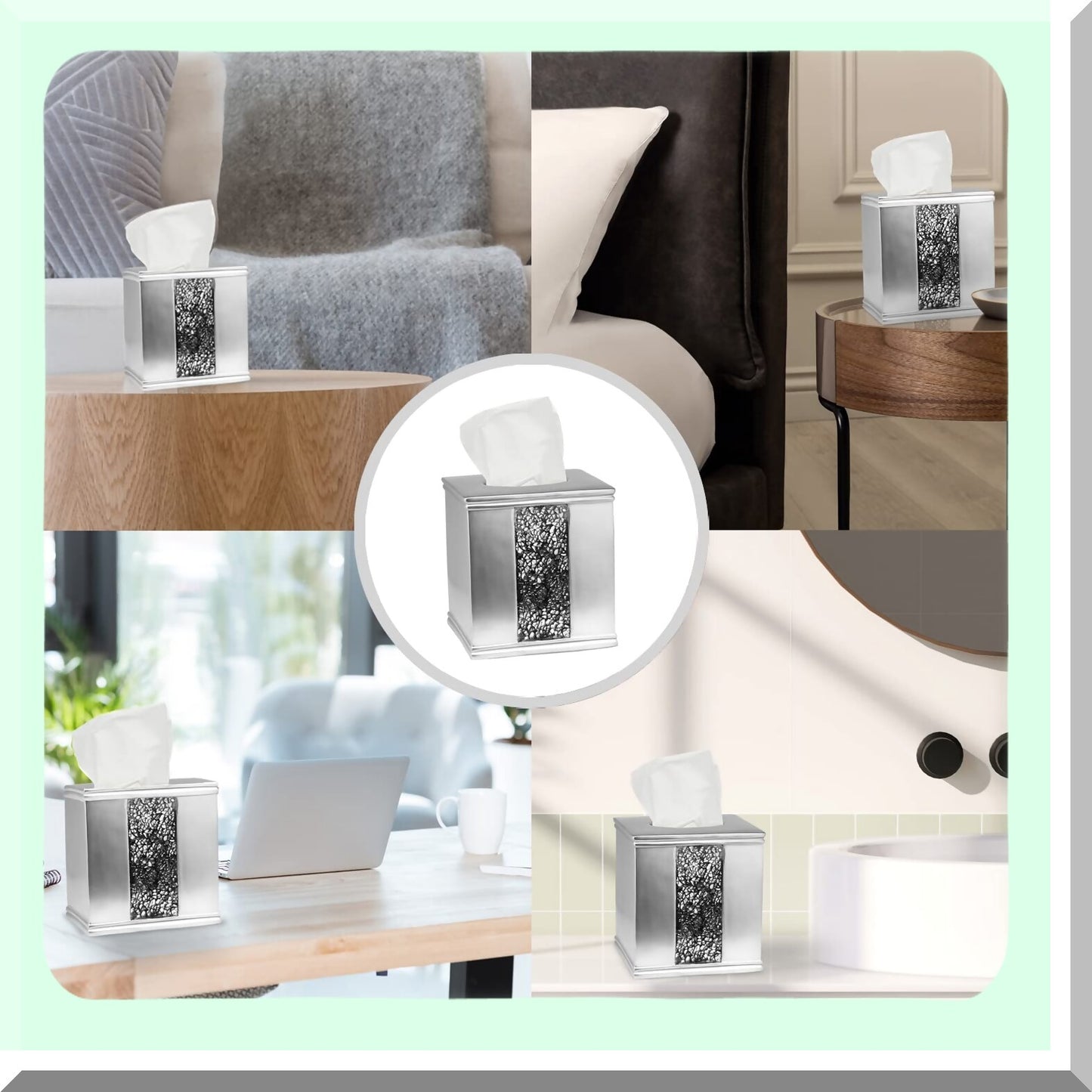 2pc Silver Modern Bath Accessories Set