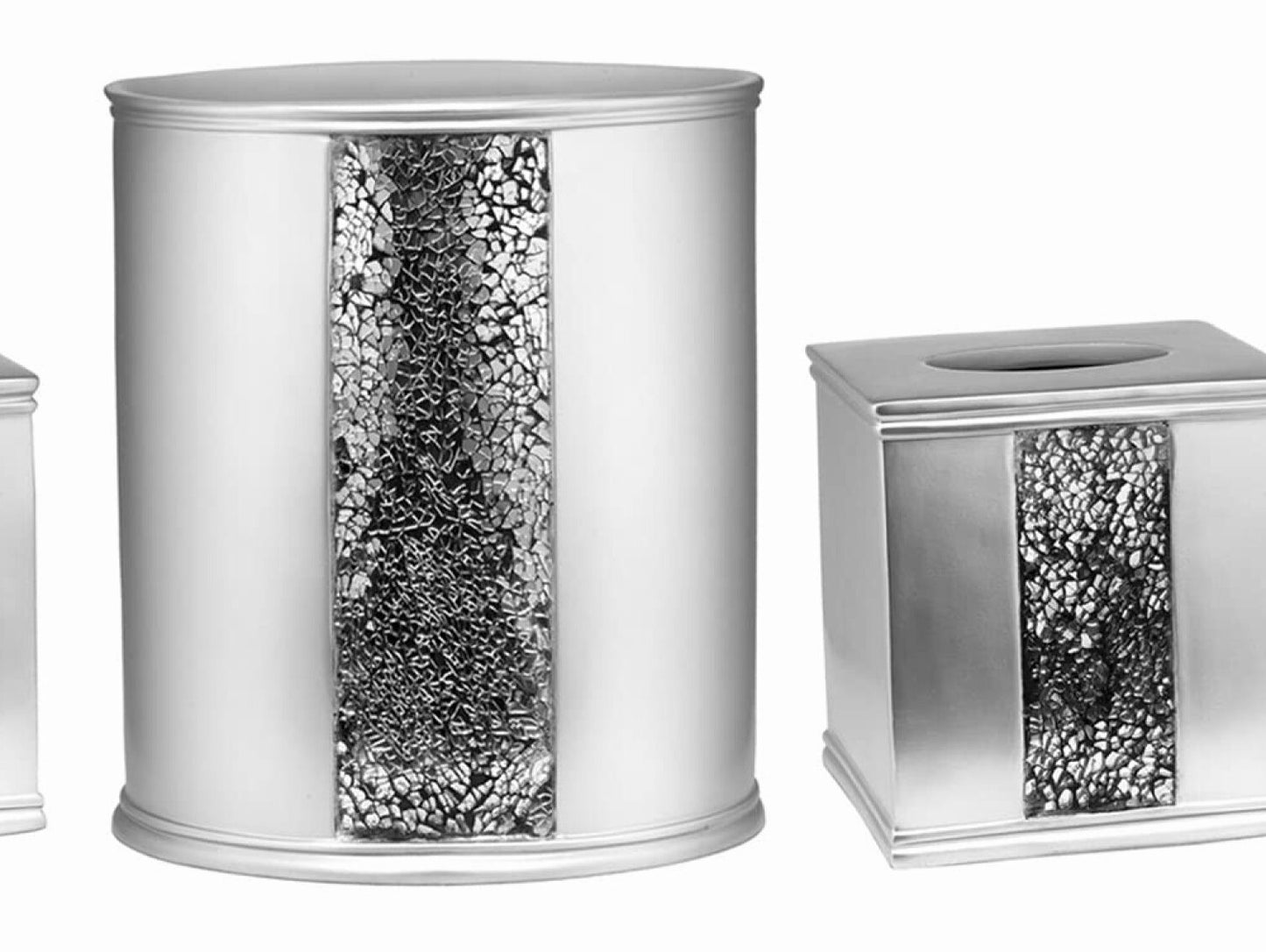 2pc Silver Modern Bath Accessories Set