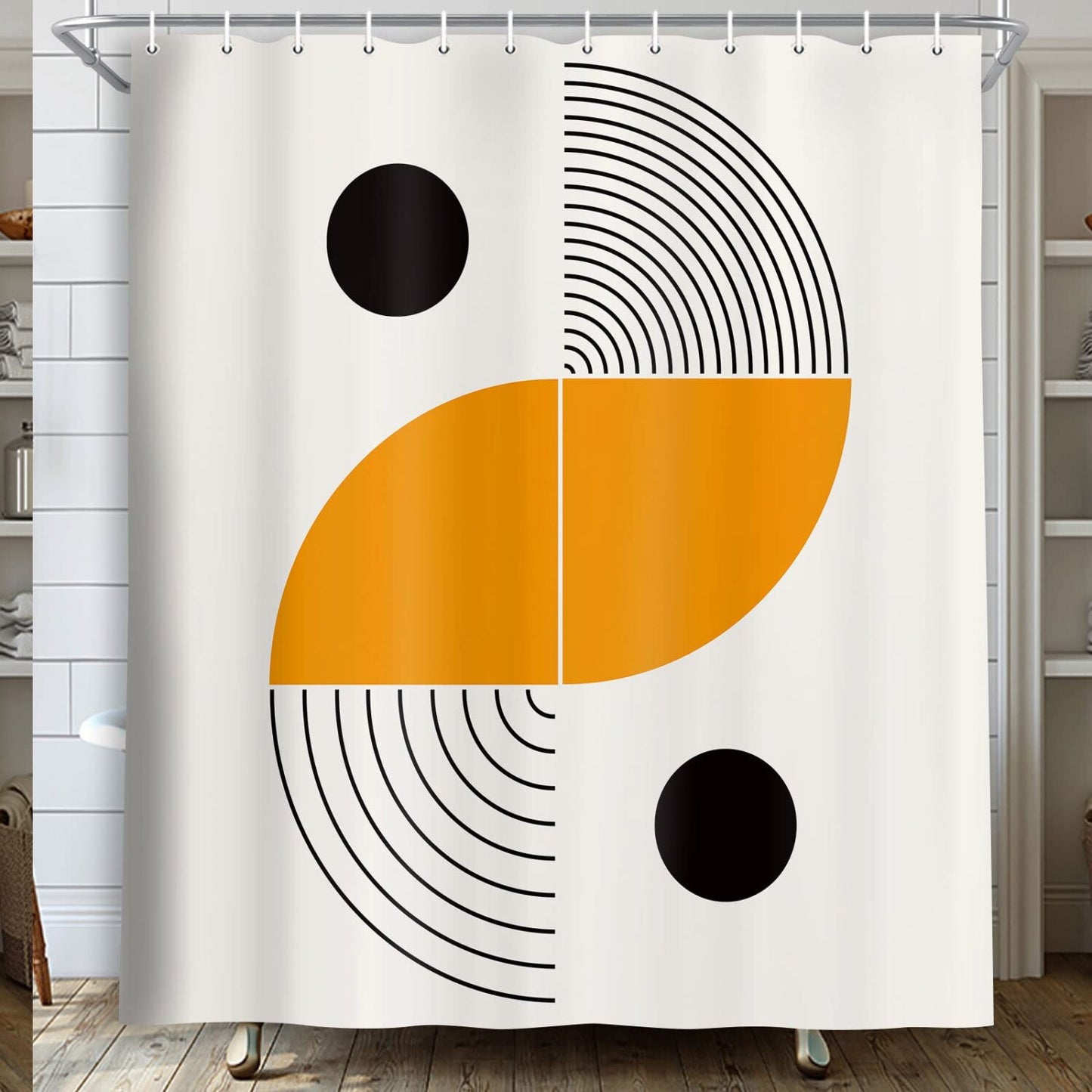 Mid Century Modern Boho Shower Curtain 71x71 Inches