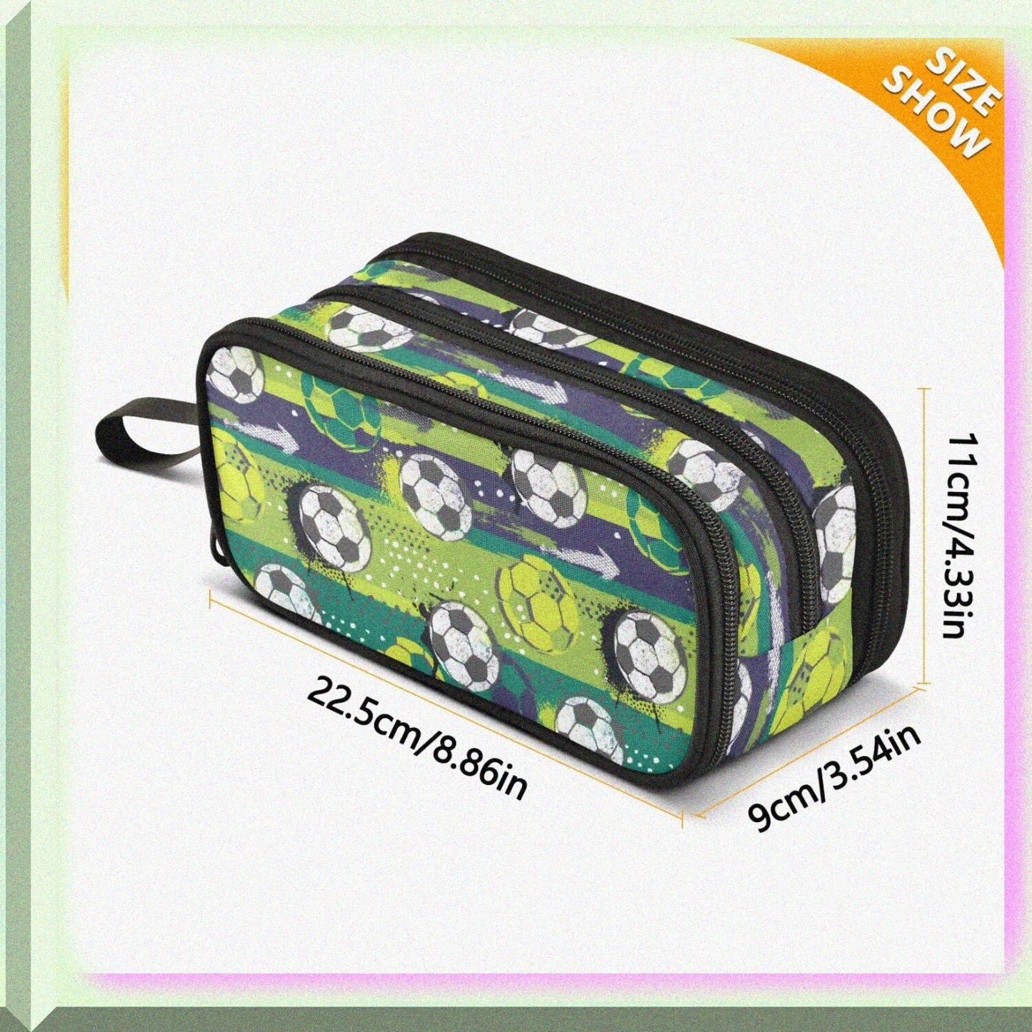 Large Soccer Ball Pencil Case 8.86x3.54x4.33 inches