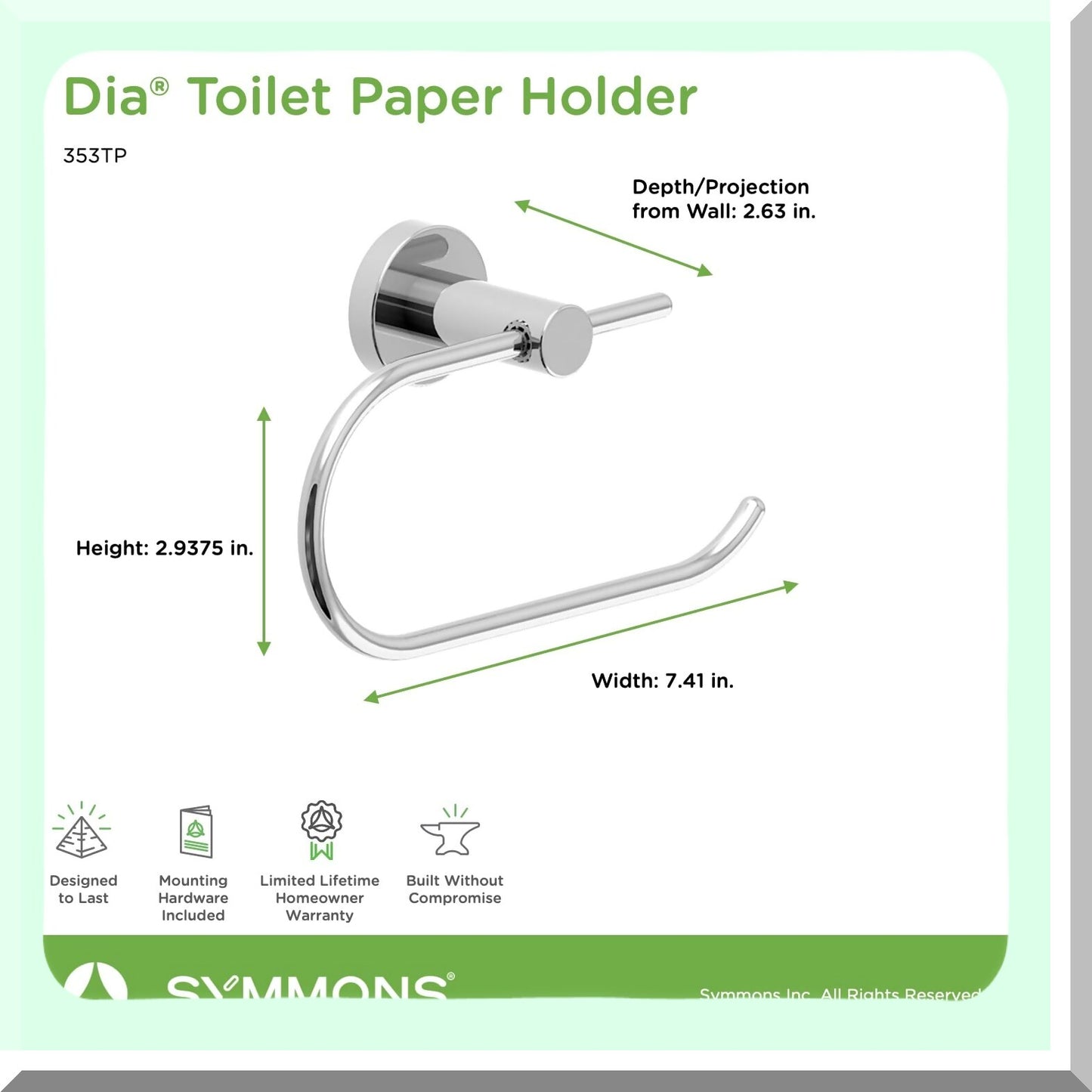 Dia Wall-Mounted Toilet Paper Holder Polished Chrome