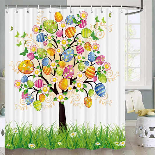 Eggs and Floral Fabric Shower Curtain 72x72 Inches