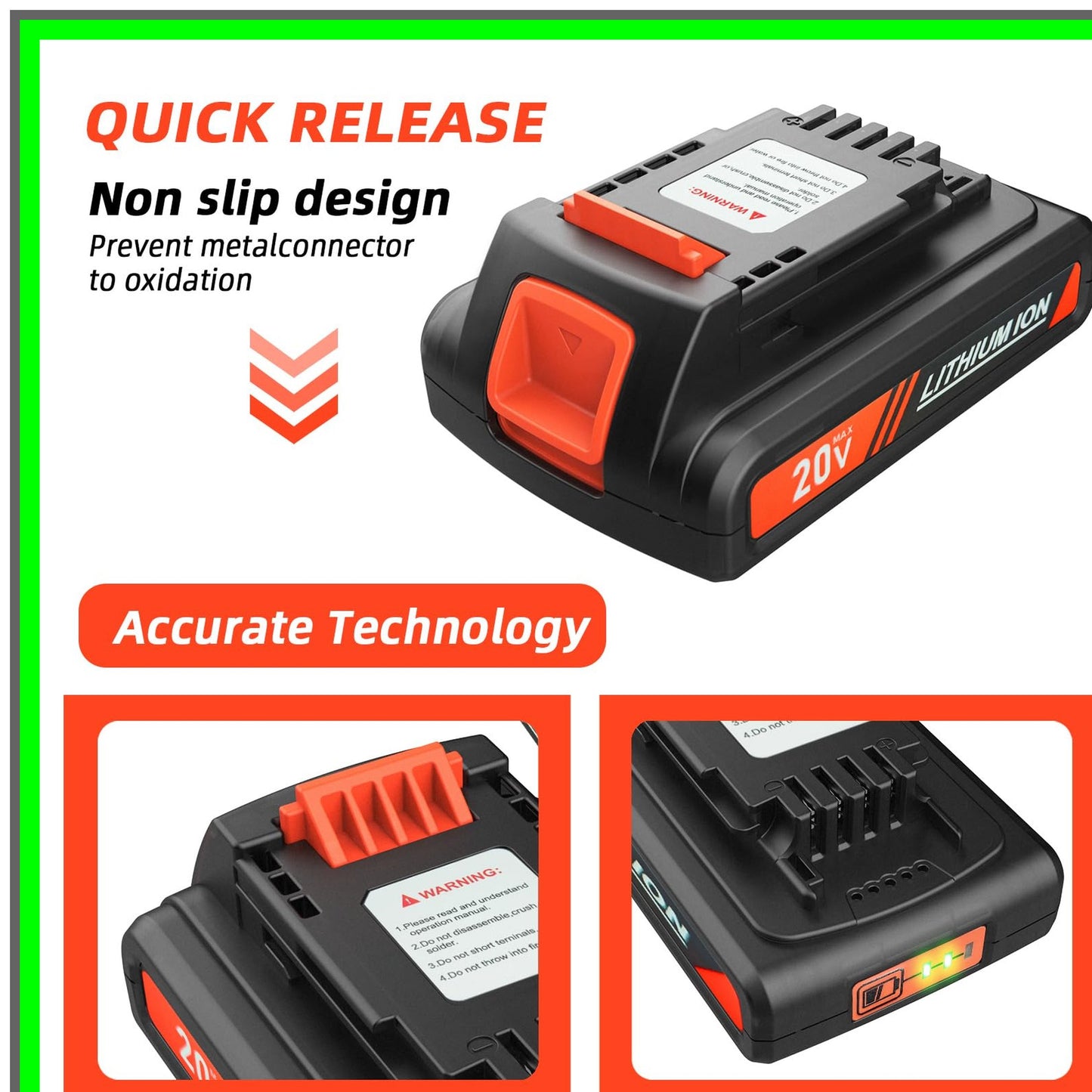 20V Max 4.0Ah Replacement Battery for Power Tools and Equipment