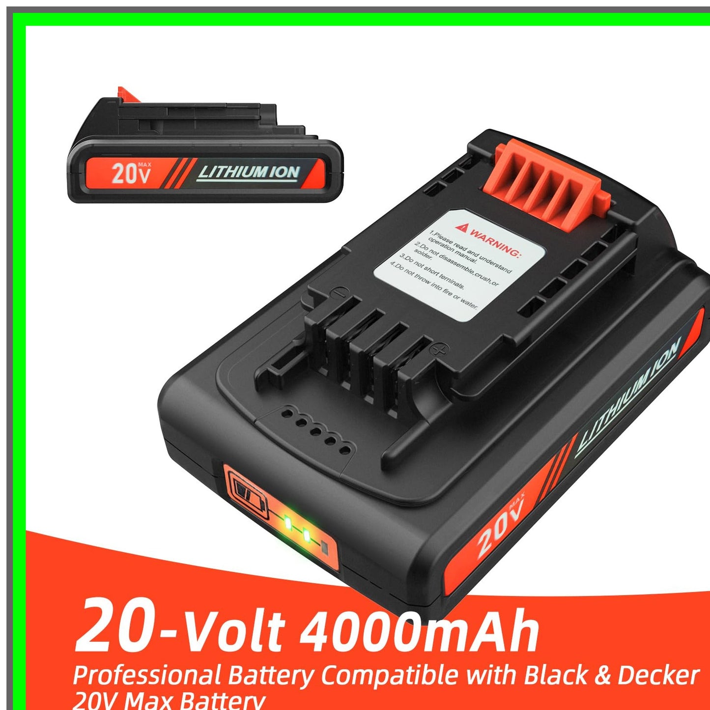 20V Max 4.0Ah Replacement Battery for Power Tools and Equipment