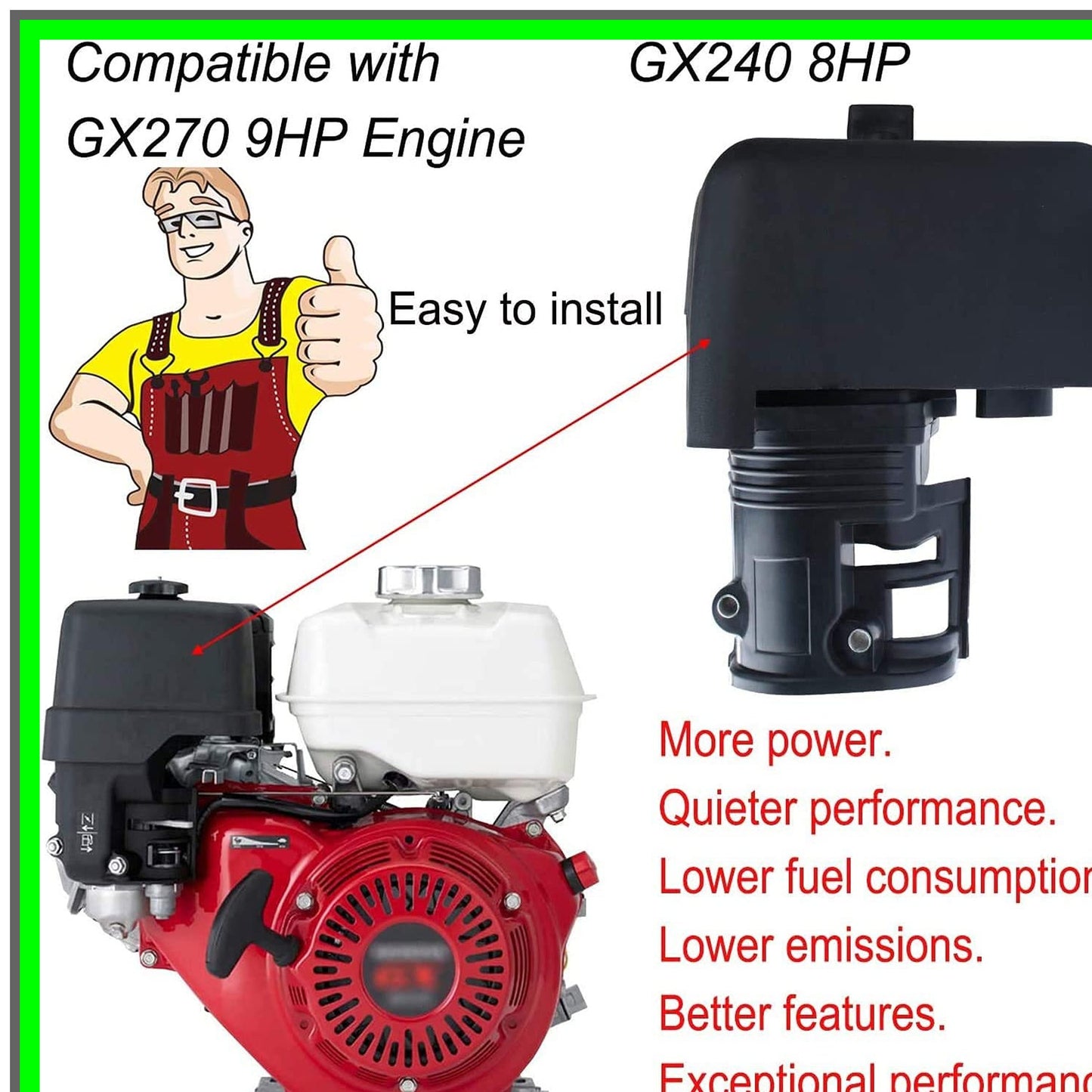 GX240 Air Filter Housing Cleaner for Honda Generators and Mowers