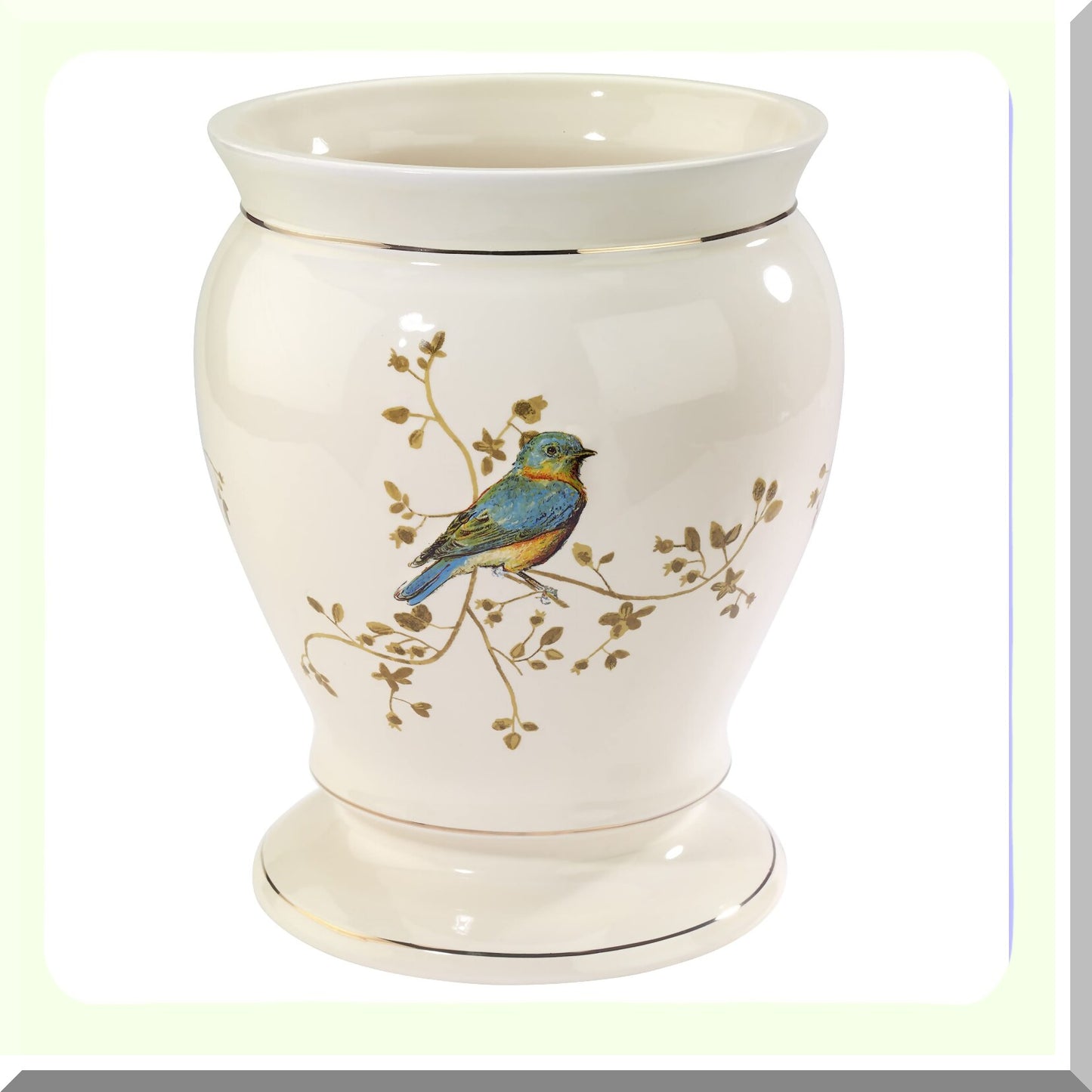 Gilded Birds Waste Basket Ivory
