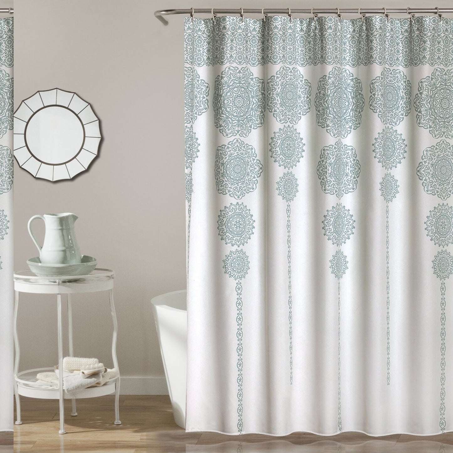 Stripe Medallion Shower Curtain 72x72 Blue