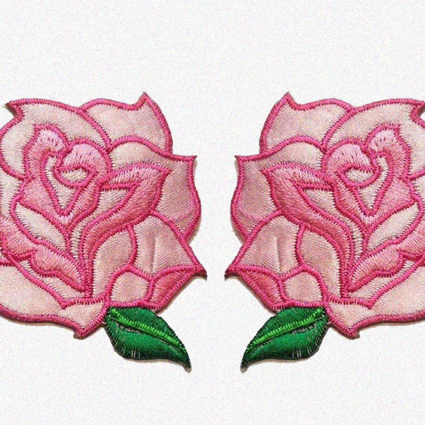 Pink Rose Flower Embroidery Iron-On Patch 3 Inches
