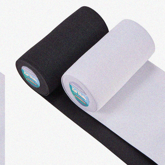 Heavy Stretch Elastic Band 6 Yards 4.72-Inch Wide White Black