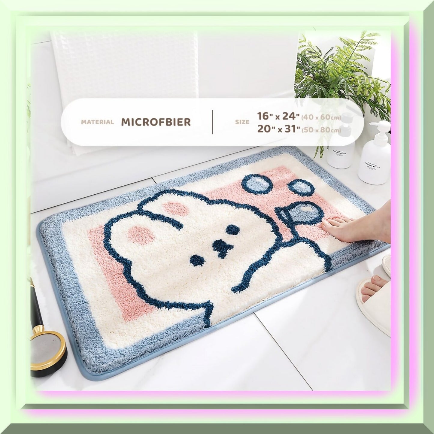 Rabbit Bathroom Mat 16" x 24" Microfiber Non-Slip Rug