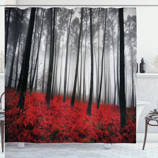 Forest Shower Curtain 69x70 Inches Woodland Fog Trees