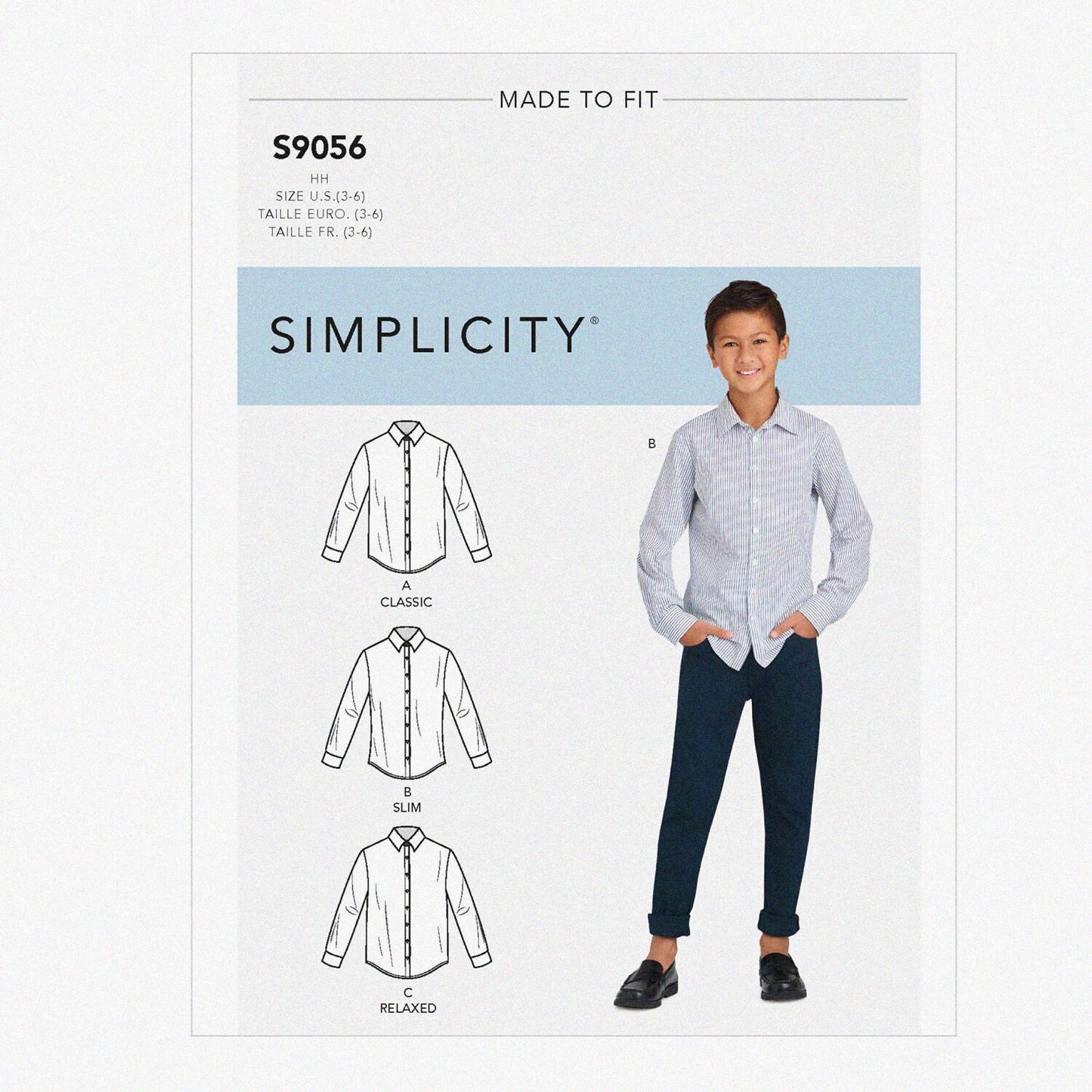 Sewing Pattern for Boys' Shirts, Size K5 (8-16)