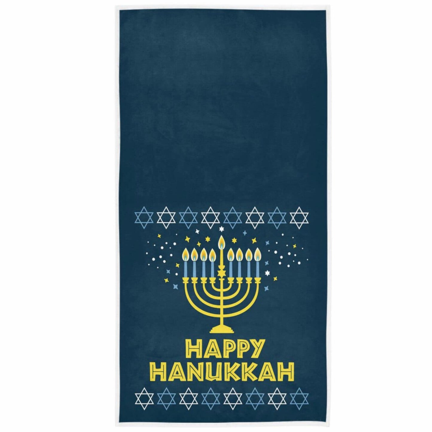 Hanukkah Menorah Hand Towel Navy Blue 16x30 in