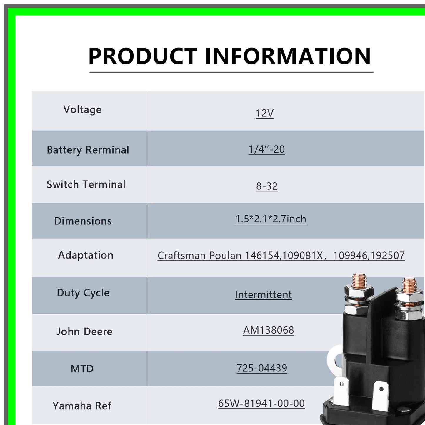 Reliable Starter Solenoid for Cub Cadet MTD Riding Lawn Mower Tractor
