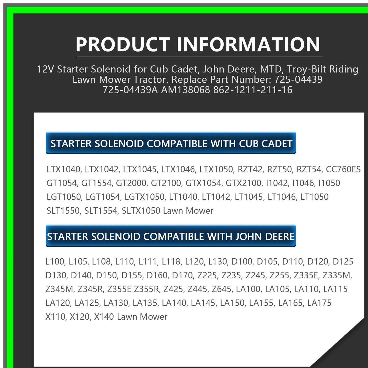 Reliable Starter Solenoid for Cub Cadet MTD Riding Lawn Mower Tractor
