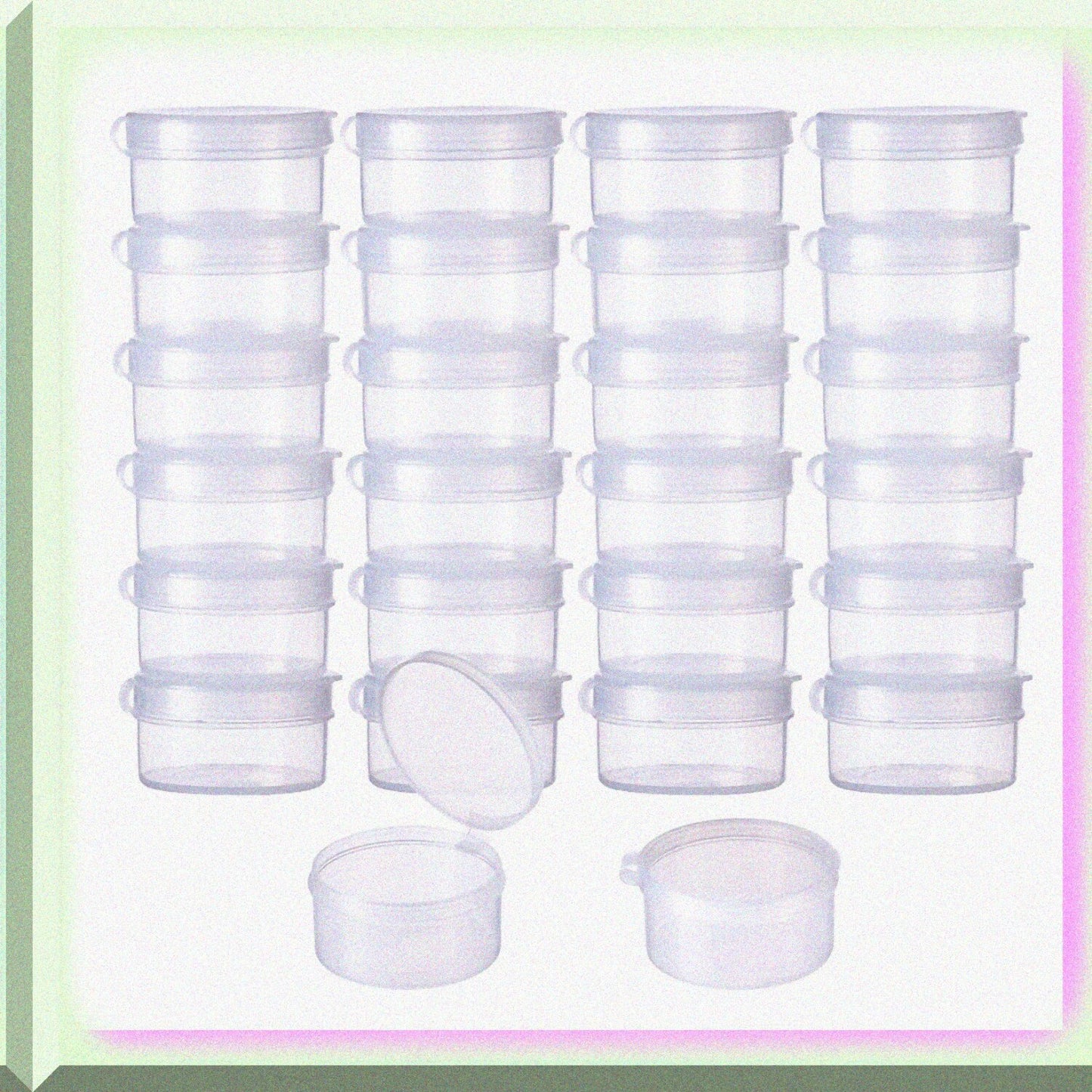 30 Pack Round Clear Plastic Bead Storage Containers