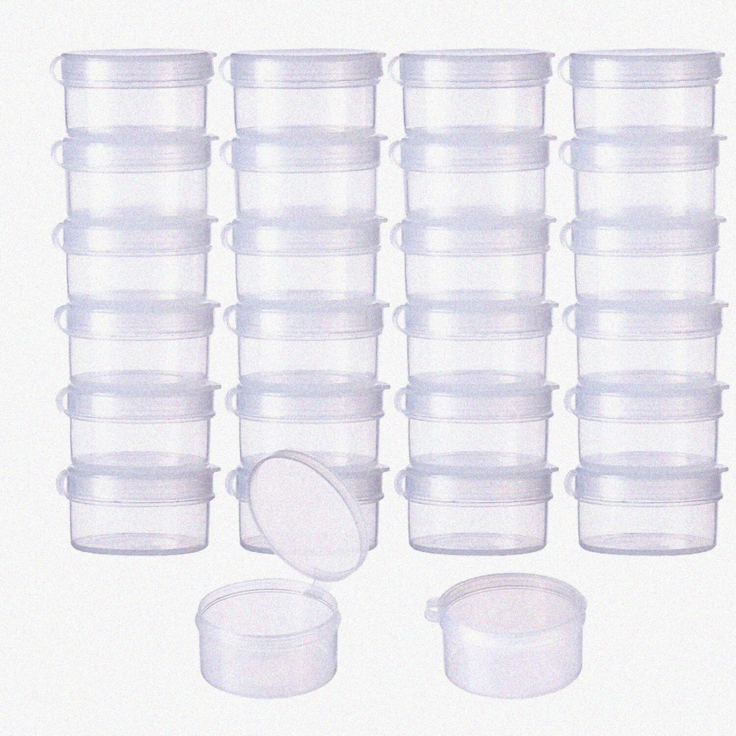 30 Pack Round Clear Plastic Bead Storage Containers