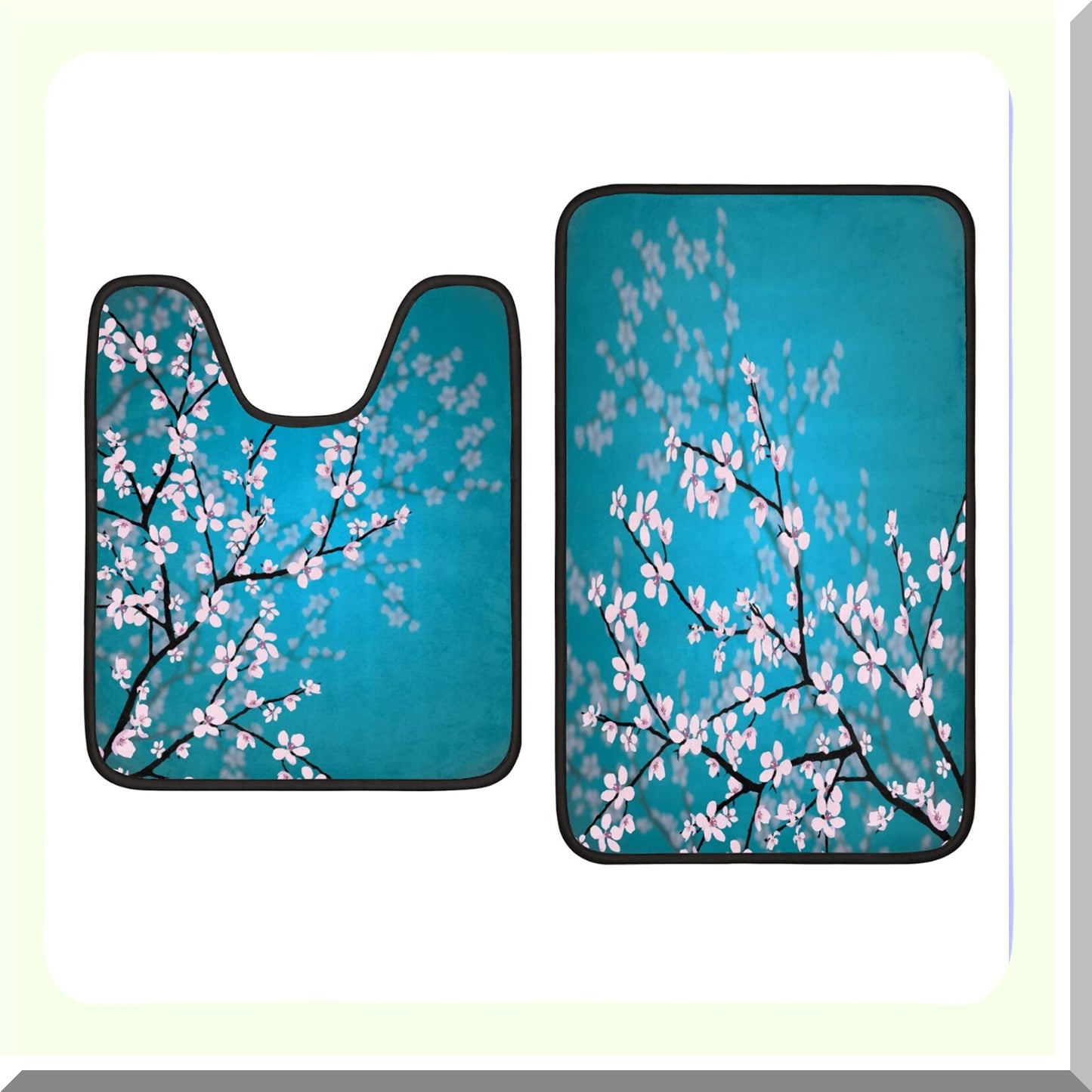 Cherry Blossom Bathroom Rugs Set of 2