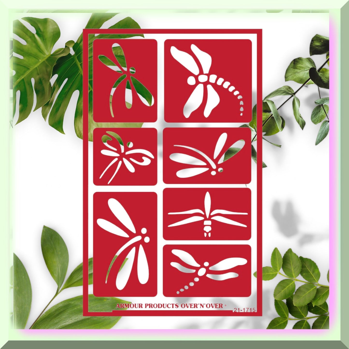 Dragonfly Glass Stencil Reusable Brown 7 Designs