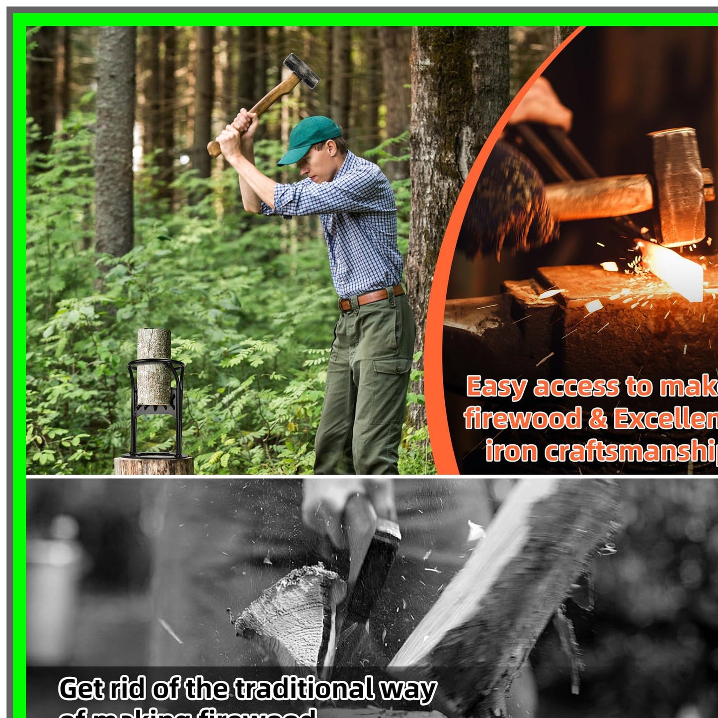 Effortless Wood Splitter Tool for Safe Indoor and Outdoor Firewood Preparation