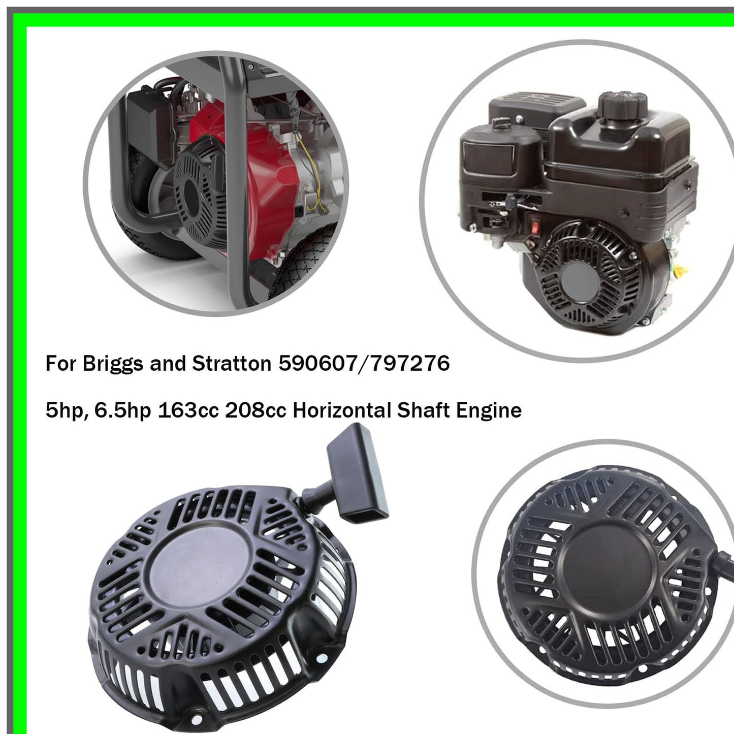 Recoil Starter Assembly for 163cc 208cc Generators and Pressure Washers