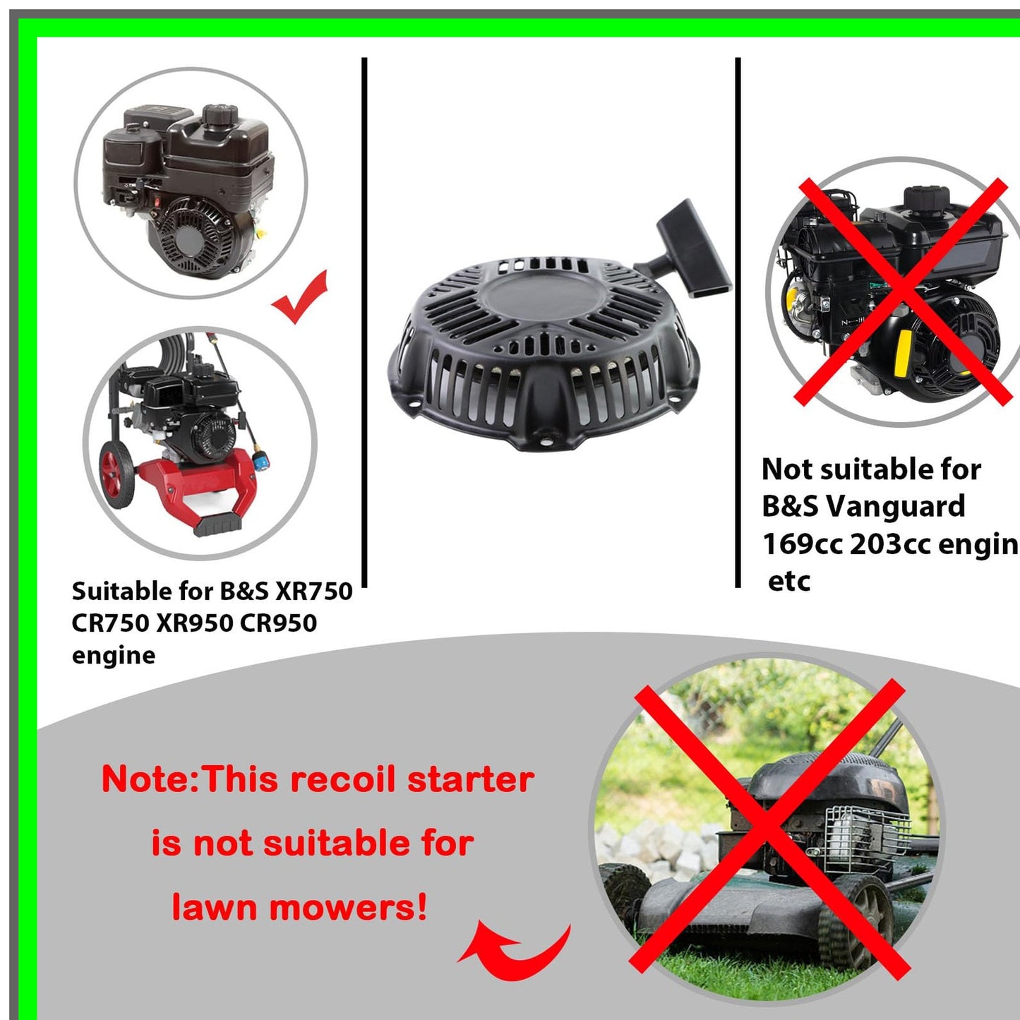 Recoil Starter Assembly for 163cc 208cc Generators and Pressure Washers