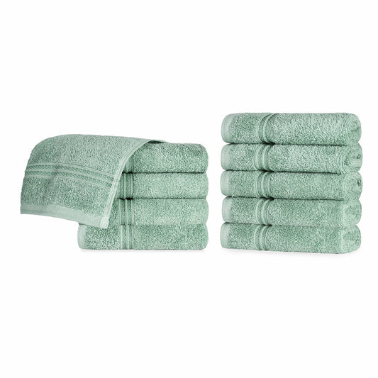 Egyptian Cotton 10-Piece Face Towel Set Sage