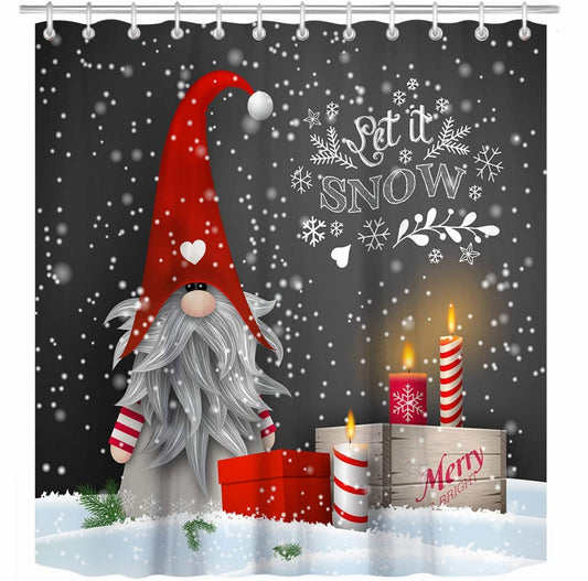 Gnome Shower Curtain 72x72 Inches with Hooks