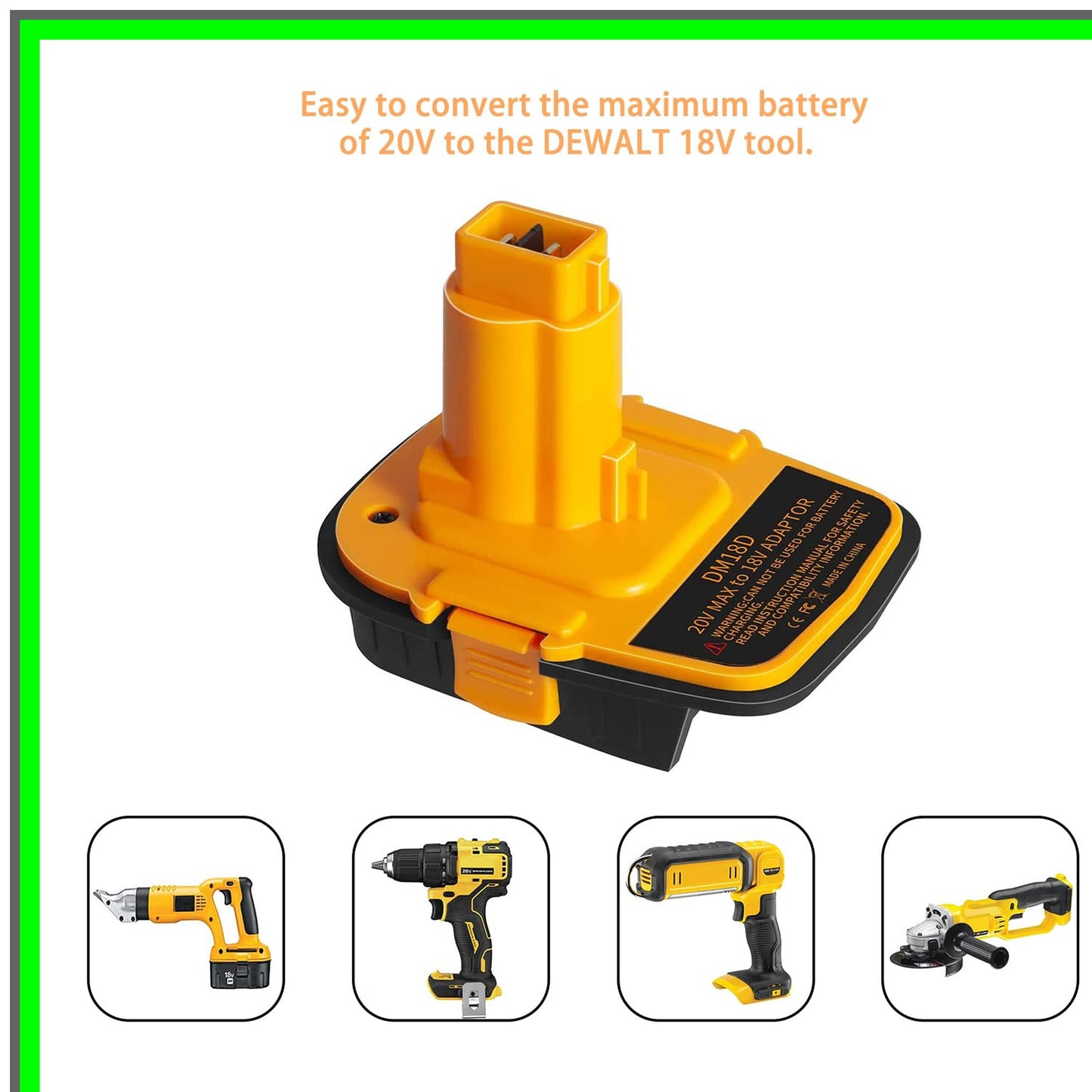 18V to 20V Battery Adapter for Milwaukee M18 Tools with USB Compatibility