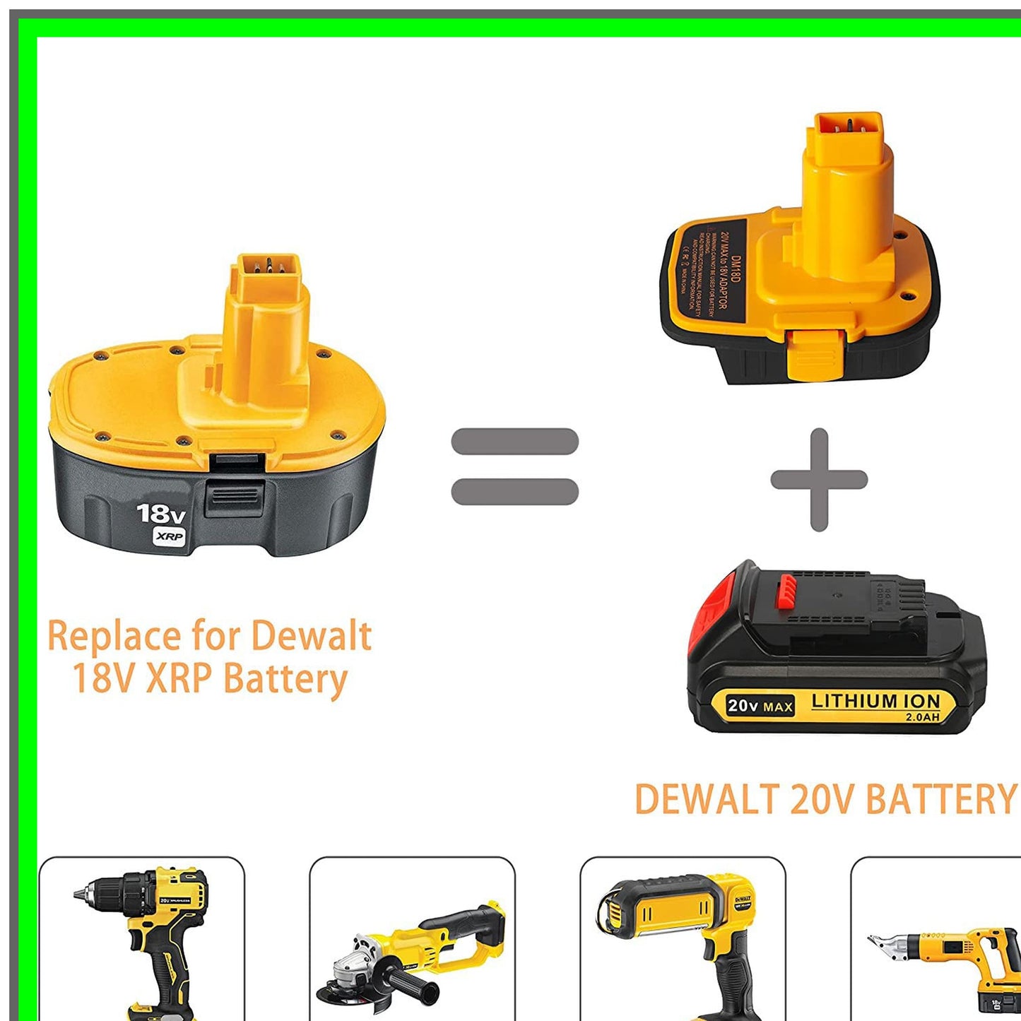 18V to 20V Battery Adapter for Milwaukee M18 Tools with USB Compatibility